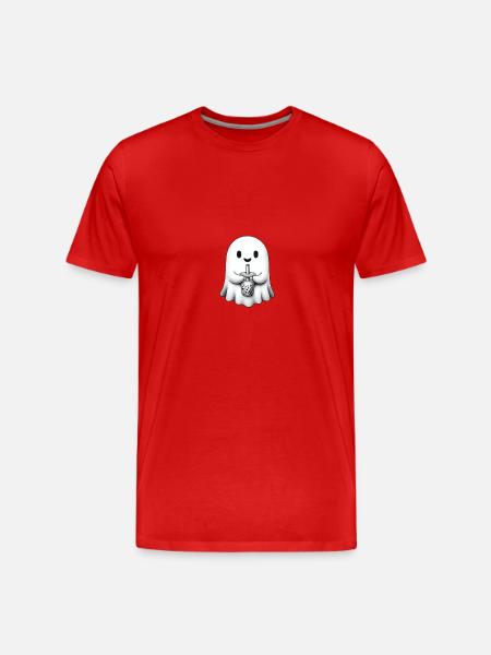 Cute Ghost Bubble Tea - Men's Premium Organic T-Shirt - red