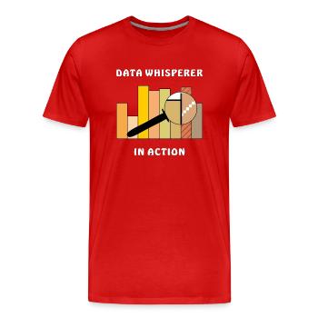 DATA WHISPERER IN ACTION - Männer Premium Bio T-Shirt - Rot - Vorne - Damien (186cm)