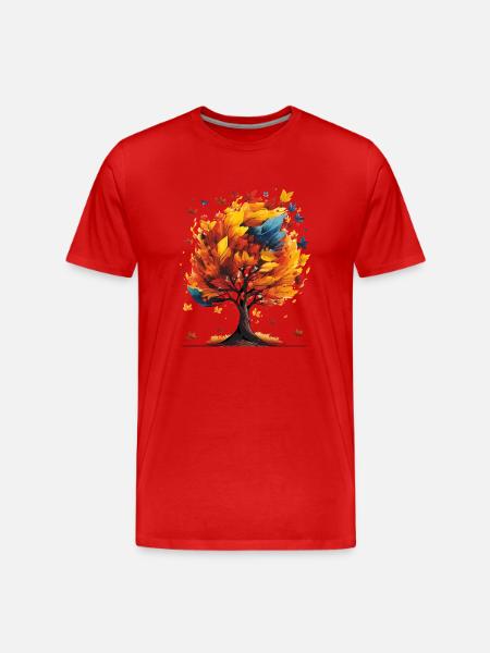 AUTUMN TREE - Men's Premium Organic T-Shirt - red