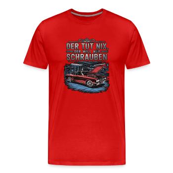 Il ne fait rien, il veut juste baiser - classique - T-shirt bio Premium Homme - rouge - Devant - Damien (186cm)