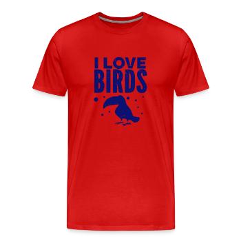 Birds - Flying - Nature Conservation Animal Lover - Zoo - Men's Premium Organic T-Shirt - red - Front - Damien (186cm)