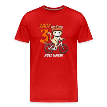 KATZE FAHRRAD MUSS WEITER ZACK DREI - Männer Premium Bio T-Shirt - Rot - Vorne - Damien (186cm)