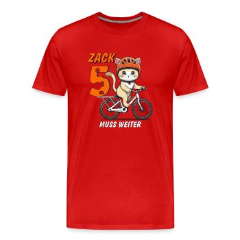 KATZE FAHRRAD MUSS WEITER ZACK FÜNF - Männer Premium Bio T-Shirt - Rot - Vorne - Damien (186cm)