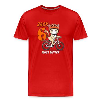 KATZE FAHRRAD MUSS WEITER ZACK SECHS - Männer Premium Bio T-Shirt - Rot - Vorne - Damien (186cm)