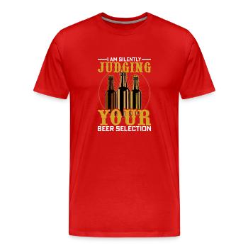 Je juge silencieusement votre sélection de bières artisanales - T-shirt bio Premium Homme - rouge - Devant - Damien (186cm)