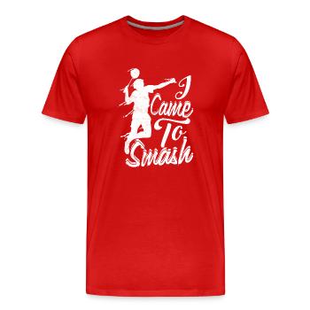 I Came To Smash Player Badminton - Men's Premium Organic T-Shirt - red - Front - Damien (186cm)
