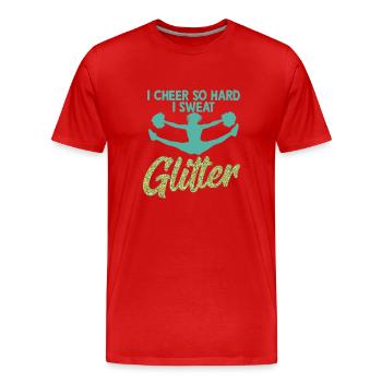 I Cheer So Hard I Sweat Glitter Cheerleader Cheerl - Men's Premium Organic T-Shirt - red - Front - Damien (186cm)