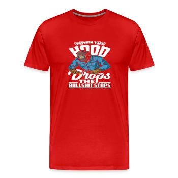 Wenn Das Schutzschild Fällt Hört Der Unsinn Auf - Männer Premium Bio T-Shirt - Rot - Vorne - Damien (186cm)