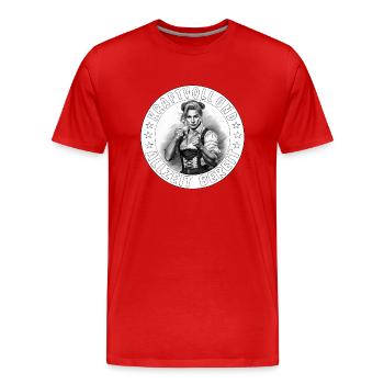 WOMAN POWERFUL AND ALWAYS READY - Men's Premium Organic T-Shirt - red - Front - Damien (186cm)
