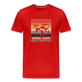 Tambour là où le chaos rencontre le rythme Tambour Batteur - T-shirt bio Premium Homme - rouge - Devant - Damien (186cm)