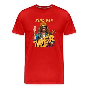 MAN CHILD OF THE 70S - Men's Premium Organic T-Shirt - red - Front - Damien (186cm)