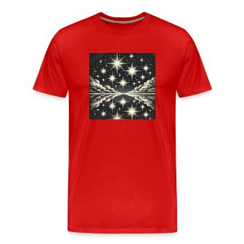 Funkelnder Nachthimmel Sternschnuppe Sterne - Männer Premium Bio T-Shirt - Rot - Vorne - Damien (186cm)
