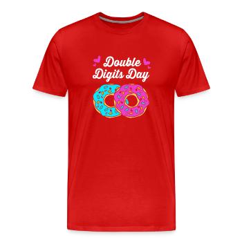 34e anniversaire Dix ans de naissance Date de naissance - T-shirt bio Premium Homme - rouge - Devant - Damien (186cm)