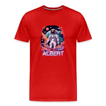 ALBERT - Schöner Jungen Name mit coolem Astronaut - Männer Premium Bio T-Shirt - Rot - Vorne - Damien (186cm)