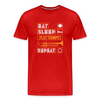 Coole Trompetenkunst Silhouette Lustiger Messing Slogan - Männer Premium Bio T-Shirt - Rot - Vorne - Damien (186cm)