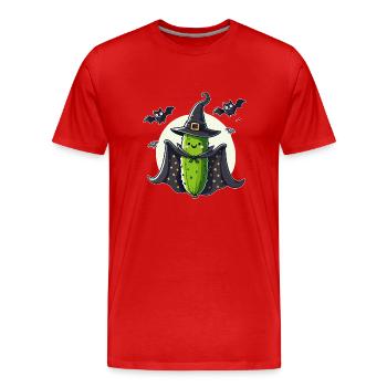 Halloween Hexenkostüm Gurke Lustig - Männer Premium Bio T-Shirt - Rot - Vorne - Damien (186cm)