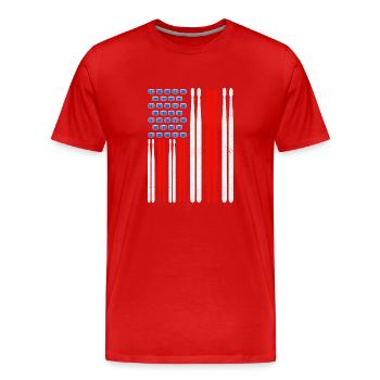 Drapeau américain tambour Patriot Tambour Mélomane Dru - T-shirt bio Premium Homme - rouge - Devant - Damien (186cm)