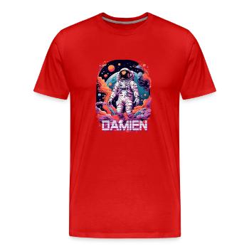 DAMIEN - Beautiful boy name with cool astronaut - Men's Premium Organic T-Shirt - red - Front - Damien (186cm)