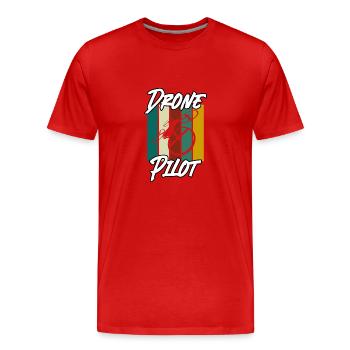 Pilote de drone - T-shirt bio Premium Homme - rouge - Devant - Damien (186cm)