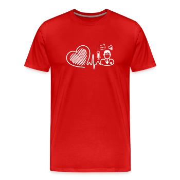 Dentist Dentist Heartbeat - Men's Premium Organic T-Shirt - red - Front - Damien (186cm)