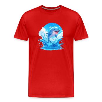 Dolphin Delfine Delfin - Männer Premium Bio T-Shirt - Rot - Vorne - Damien (186cm)