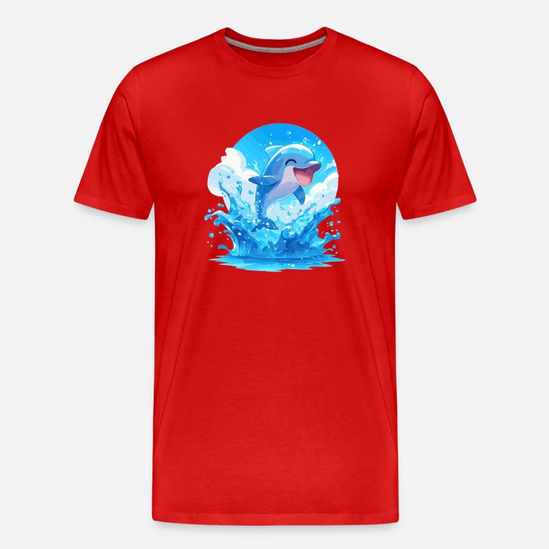 Dolphin Delfine Delfin - Männer Premium Bio T-Shirt - Rot
