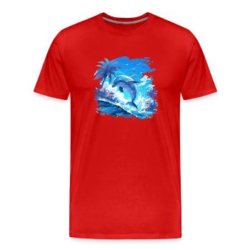 Dolphin Delfine Delfin - Männer Premium Bio T-Shirt - Rot - Vorne - Damien (186cm)