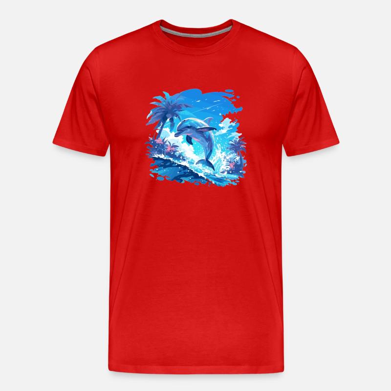 Dolphin Delfine Delfin - Männer Premium Bio T-Shirt - Rot