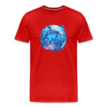 Dolphin Delfine Delfin - Männer Premium Bio T-Shirt - Rot - Vorne - Damien (186cm)