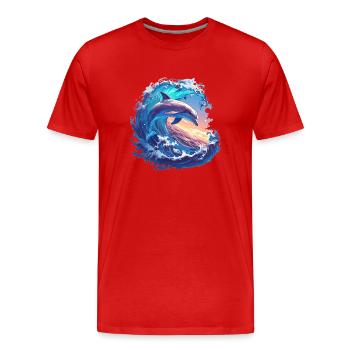 Dolphin Delfine Delfin - Männer Premium Bio T-Shirt - Rot - Vorne - Damien (186cm)