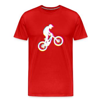 Mountain biking Mountain biking Mountain bikers - Men's Premium Organic T-Shirt - red - Front - Damien (186cm)