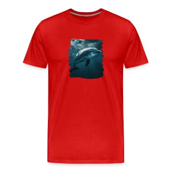 Dolphin Delfine Delfin - Männer Premium Bio T-Shirt - Rot - Vorne - Damien (186cm)