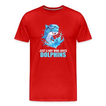 Dolphin Delfine Delfin - Männer Premium Bio T-Shirt - Rot - Vorne - Damien (186cm)