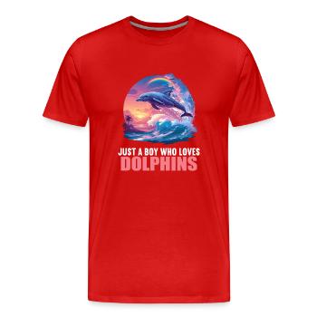 Dolphin Delfine Delfin - Männer Premium Bio T-Shirt - Rot - Vorne - Damien (186cm)