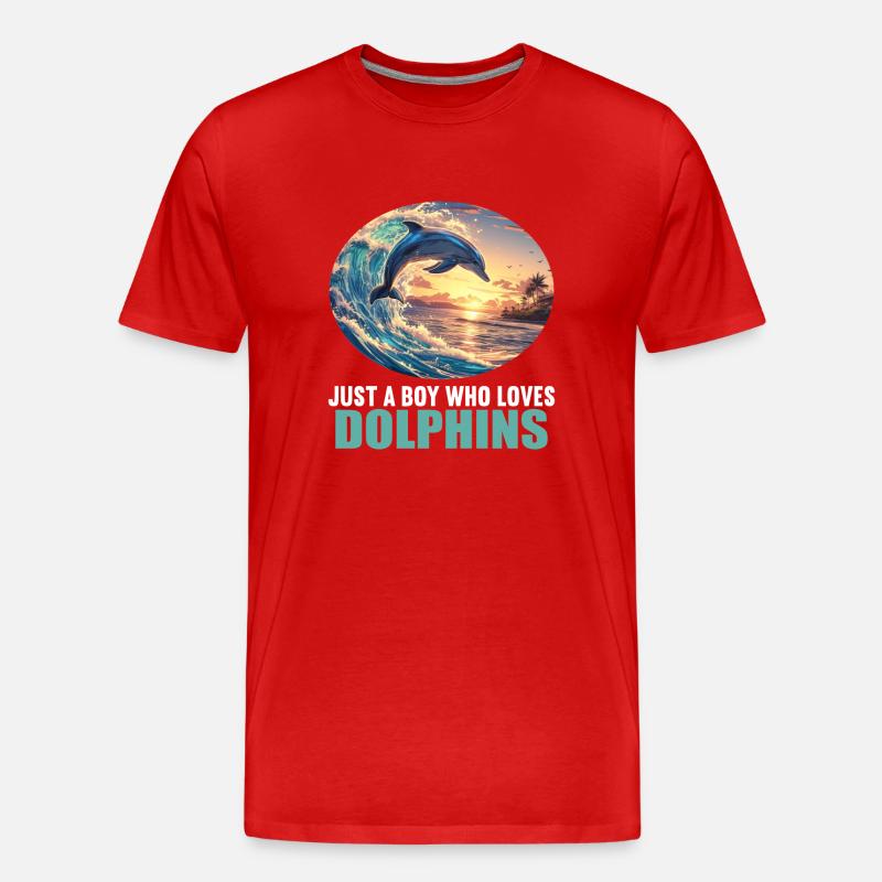 Dolphin Delfine Delfin - Männer Premium Bio T-Shirt - Rot