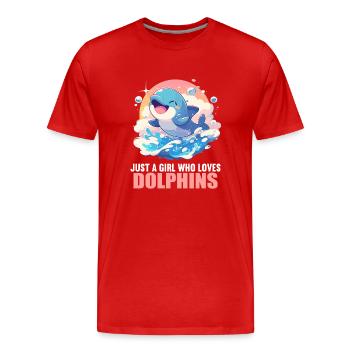 Dolphin Delfine Delfin - Männer Premium Bio T-Shirt - Rot - Vorne - Damien (186cm)
