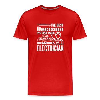 Electrician Marrying An Electrician - Men's Premium Organic T-Shirt - red - Front - Damien (186cm)