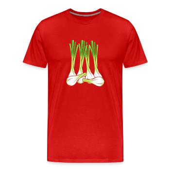 Zwiebel - Männer Premium Bio T-Shirt - Rot - Vorne - Damien (186cm)