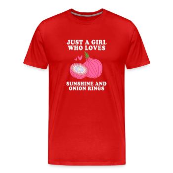 Zwiebel - Männer Premium Bio T-Shirt - Rot - Vorne - Damien (186cm)