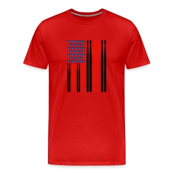 Drapeau américain tambour Patriot Tambour Mélomane Dru - T-shirt bio Premium Homme - rouge - Devant - Damien (186cm)