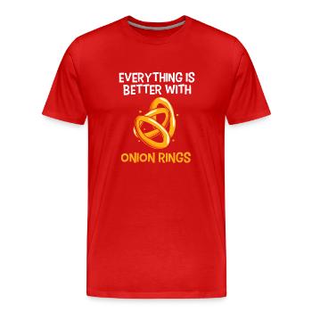 Zwiebel - Männer Premium Bio T-Shirt - Rot - Vorne - Damien (186cm)