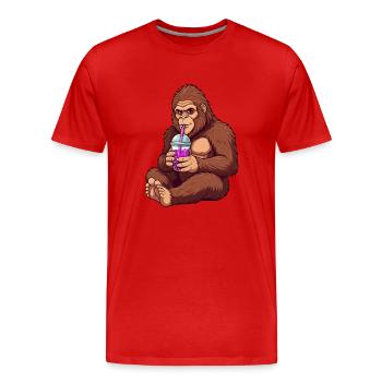 Entspannter Bigfoot Bubble Tea - Männer Premium Bio T-Shirt - Rot - Vorne - Damien (186cm)