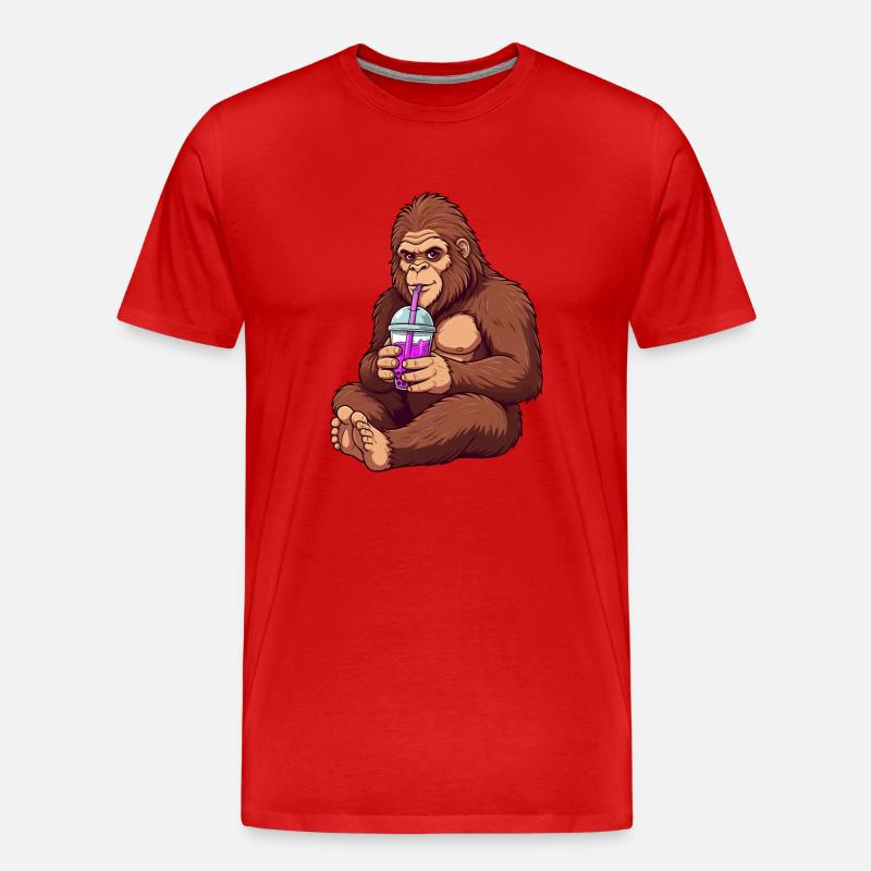 Entspannter Bigfoot Bubble Tea - Männer Premium Bio T-Shirt - Rot