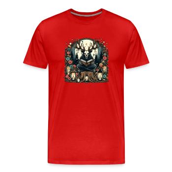 Wendigo Reading Book - Men's Premium Organic T-Shirt - red - Front - Damien (186cm)