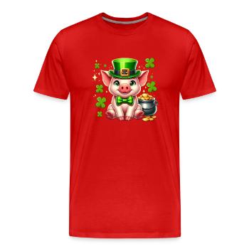 Glücksschwein Silvester Neujahr Glücksschweinchen - Männer Premium Bio T-Shirt - Rot - Vorne - Damien (186cm)
