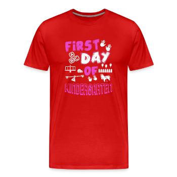 Kindergarten Teacher First Day Of Kindergarten - Men's Premium Organic T-Shirt - red - Front - Damien (186cm)