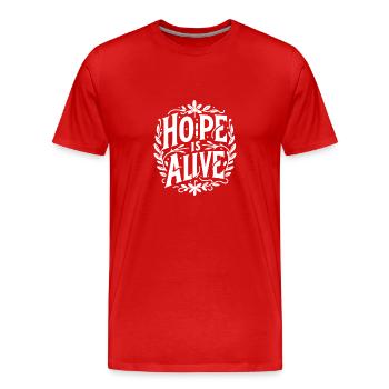 L’espoir est vivant - T-shirt bio Premium Homme - rouge - Devant - Damien (186cm)
