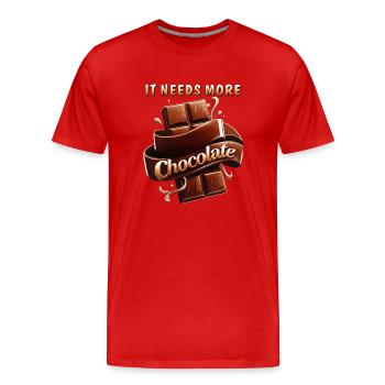 IT NEEDS MORE CHOCOLATE - Men's Premium Organic T-Shirt - red - Front - Damien (186cm)