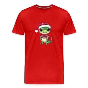 Echse Weihnachten - Männer Premium Bio T-Shirt - Rot - Vorne - Damien (186cm)