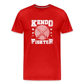 Kendo Fighter - Männer Premium Bio T-Shirt - Rot - Vorne - Damien (186cm)